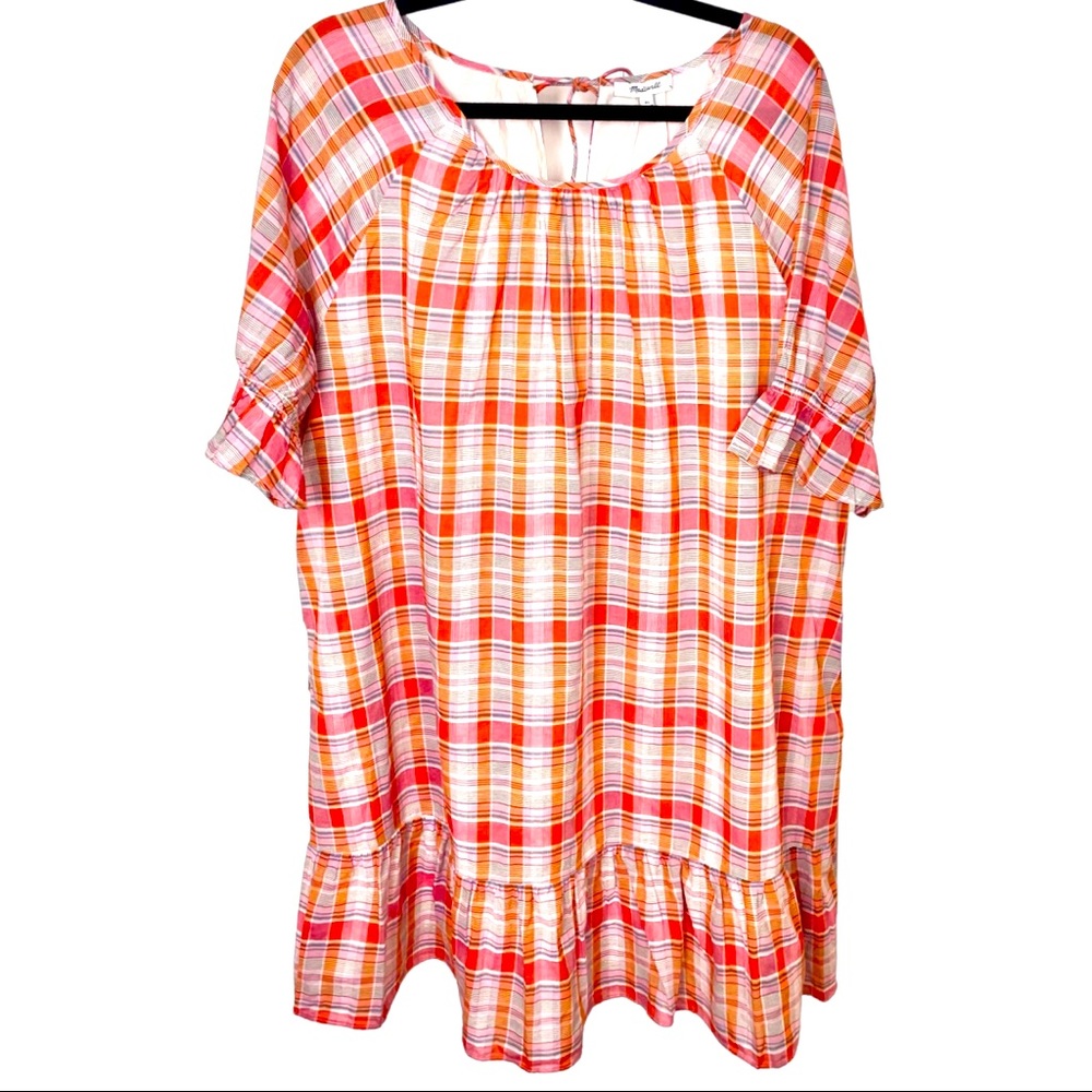 Madewell plus size red madras plaid a-line dress NWT size XL